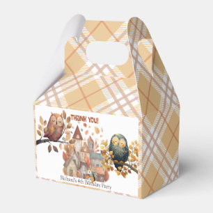 Cute Fall Owl & Squirrel Boy Birthday Favour Box