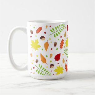 Cute fall pattern with colourful leaves and nuts coffee mug