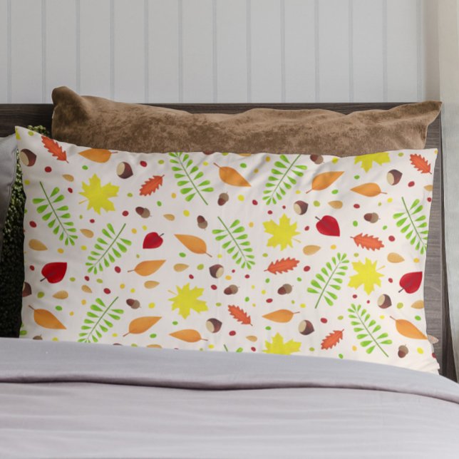 Cute fall pattern with colourful leaves and nuts pillowcase (Creator Uploaded)