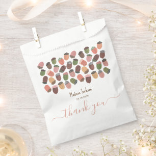 Cute Fall Pink Acorns girl Baby Shower Party Favour Bags