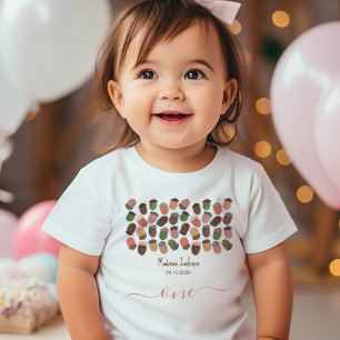 Cute Fall Pink Acorns girl first Birthday Party Toddler T-Shirt