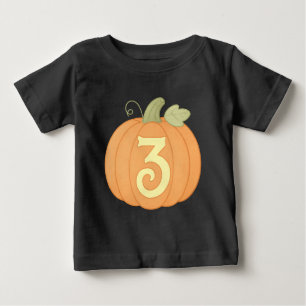 Cute Fall Pumpkin 3rd Birthday Halloween Party Baby T-Shirt