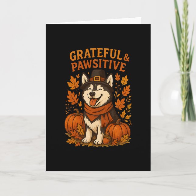 Cute Fall Pumpkin Autumn Dog Lover Tee  Card (Front)