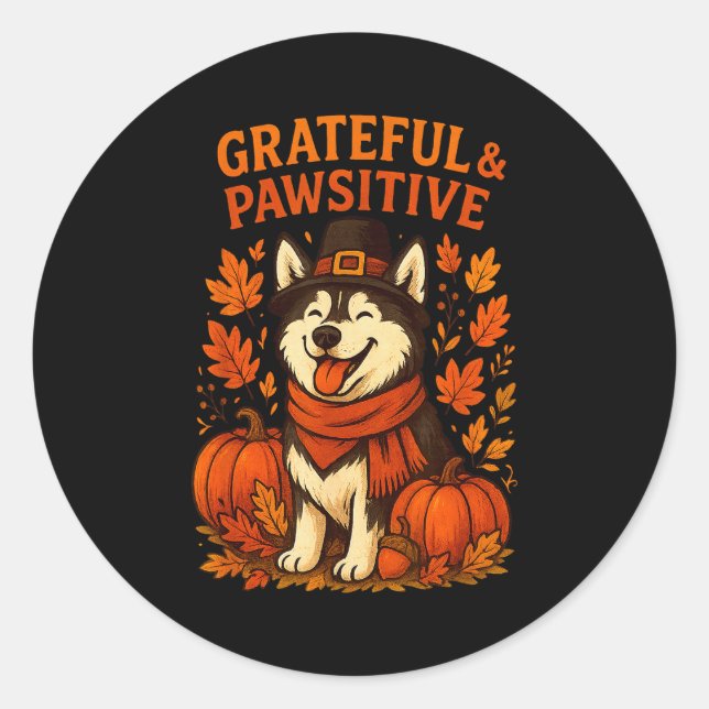 Cute Fall Pumpkin Autumn Dog Lover Tee  Classic Round Sticker (Front)