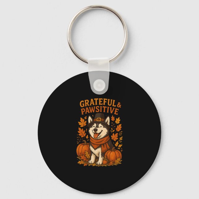 Cute Fall Pumpkin Autumn Dog Lover Tee  Key Ring (Front)
