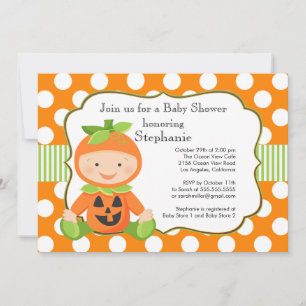 Cute Fall Pumpkin Neutral Baby Shower Invitation