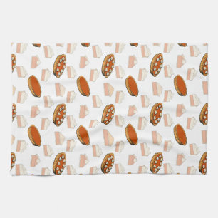 Cute Fall Pumpkin Pies Pattern Happy Thanksgiving  Tea Towel