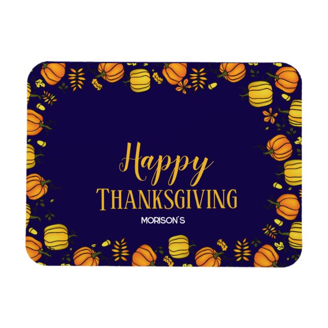 Cute  Fall pumpkins boarder Happy Thanksgiving Magnet (Horizontal)
