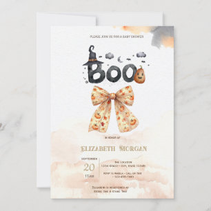 Cute Fall Pumpkins Bow Boo Baby Shower Invitation