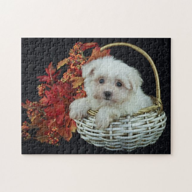 Cute Fall Puppy Jigsaw Puzzle (Horizontal)