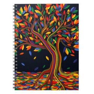 Cute Fall Rainbow Tree Purple Autumn Thanksgiving Notebook