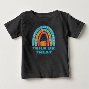 Cute Fall Rainbow With Pumpkin Halloween Baby T-Shirt