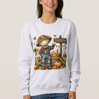 Cute Fall Scarecrow Ladies Sweatshirt