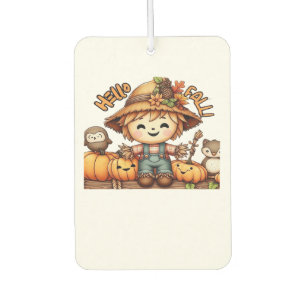 Cute Fall Scarecrow with Pumpkins Oversized T-Shir Car Air Freshener