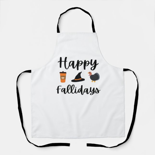 Cute Fall season Happy Fallidays Thanksgiving Hall Apron (Front)