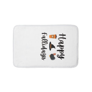 Cute Fall season Happy Fallidays Thanksgiving Hall Bath Mat