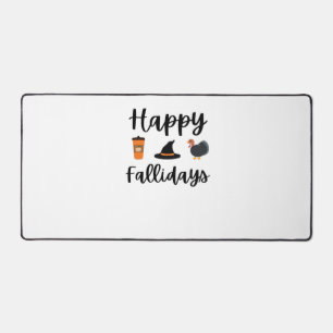 Cute Fall season Happy Fallidays Thanksgiving Hall Desk Mat