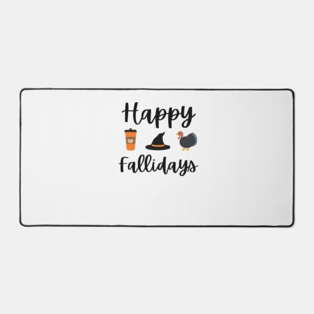 Cute Fall season Happy Fallidays Thanksgiving Hall Desk Mat (Front)