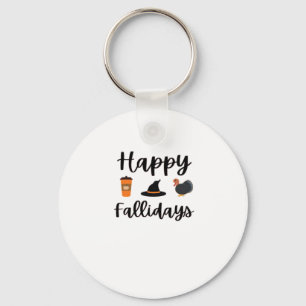Cute Fall season Happy Fallidays Thanksgiving Hall Key Ring