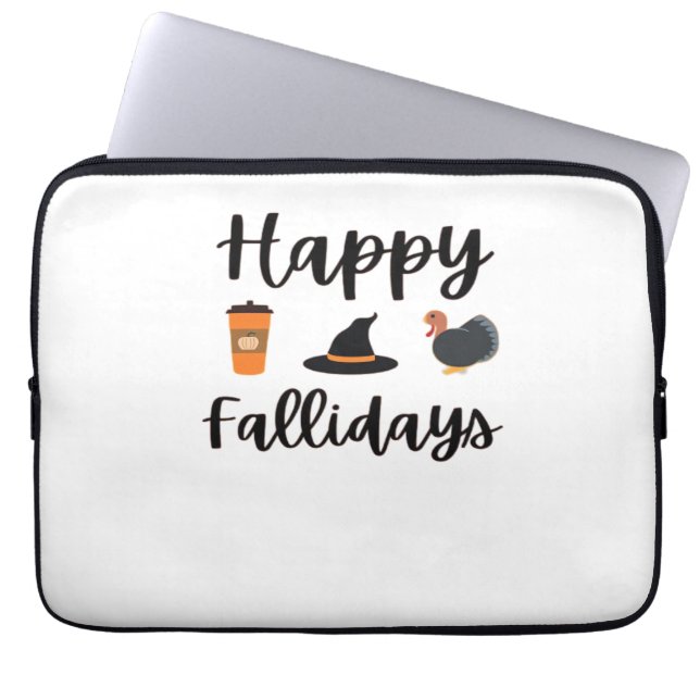 Cute Fall season Happy Fallidays Thanksgiving Hall Laptop Sleeve (Front)