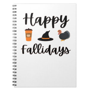 Cute Fall season Happy Fallidays Thanksgiving Hall Notebook