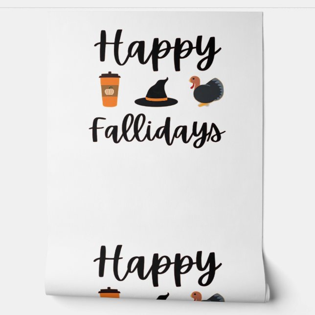 Cute Fall season Happy Fallidays Thanksgiving Hall Wallpaper (Unrolling)