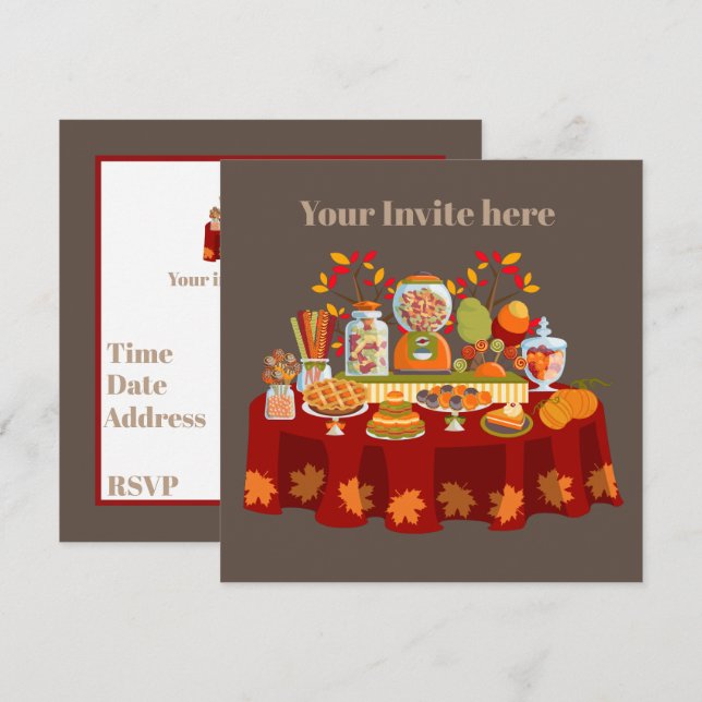 Cute Fall Seasonal candy buffet invitation (Front/Back)