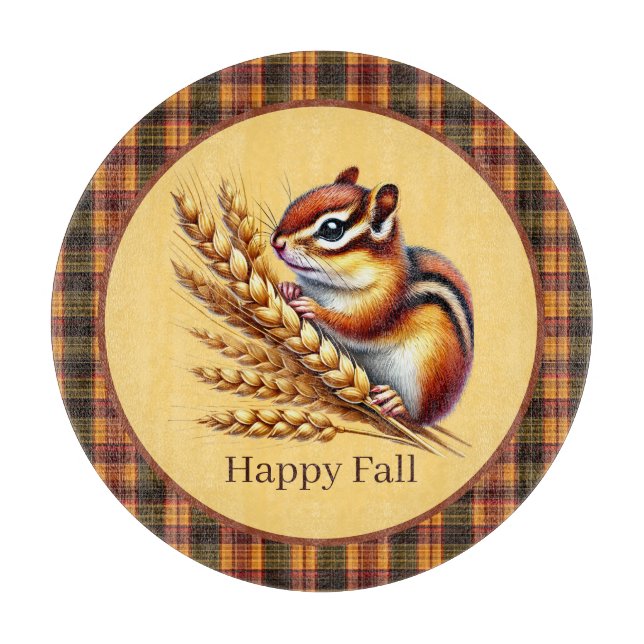 Cute Fall Seasonal chipmunk kitchen  Cutting Board (Front)