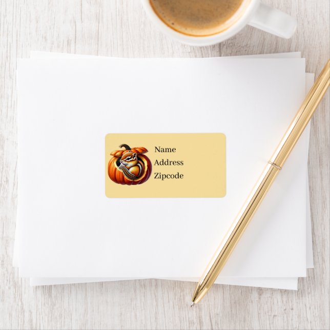 Cute Fall Seasonal chipmunk  Label (Insitu)