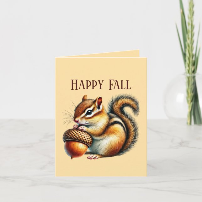 Cute Fall Seasonal customisable chipmunk Card (Front)