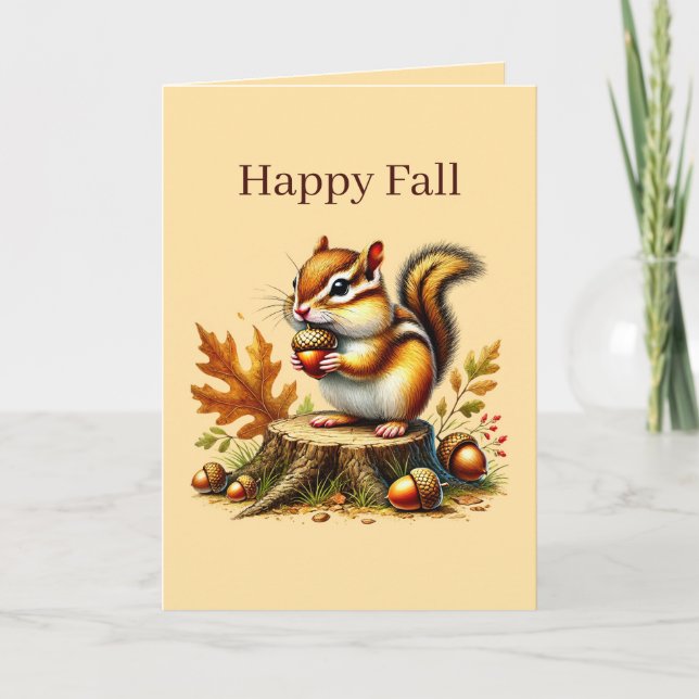 Cute Fall Seasonal customisable chipmunk Card (Front)