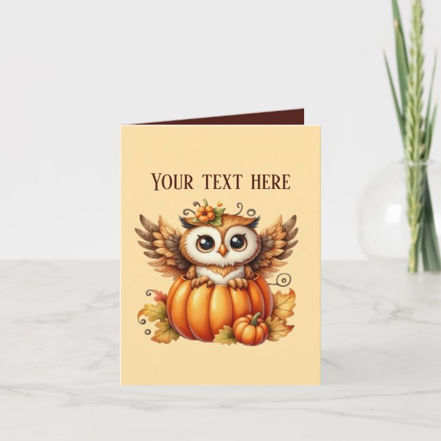 Cute Fall Seasonal customisable owl Card (Front)