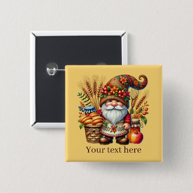 Cute Fall Seasonal gnome party  15 Cm Square Badge (Front & Back)