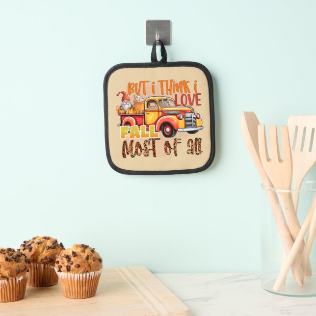 Cute Fall Seasonal love word art kitchen Pot Holder (Insitu(Hanging))