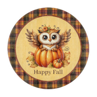 Cute Fall Seasonal owl bird lovers  Cutting Board