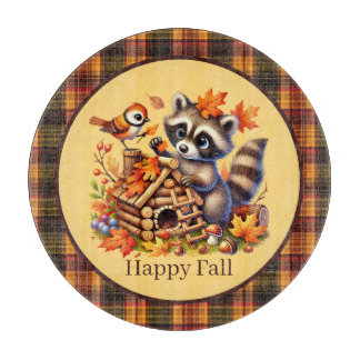 Cute Fall Seasonal racoon lovers  Cutting Board