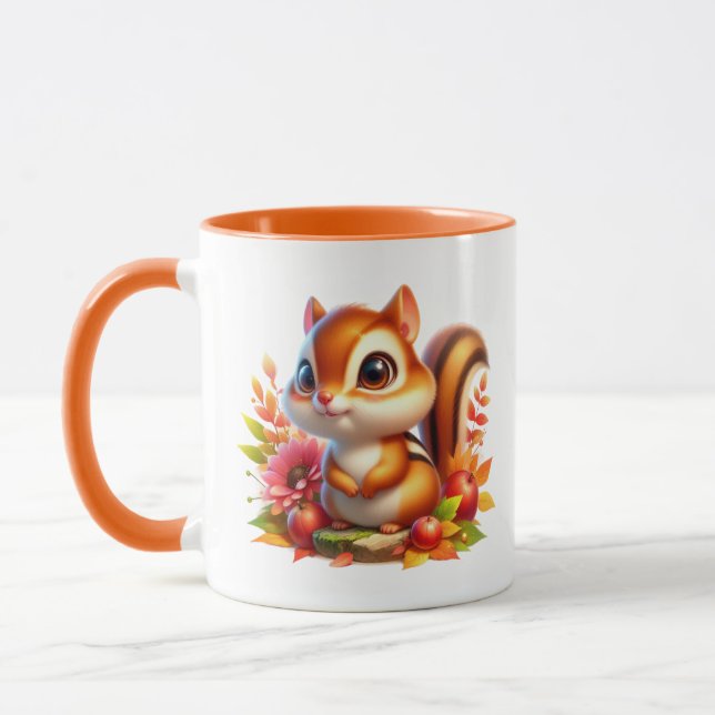 Cute Fall Seasonal squirrel add monogram  Mug (Left)