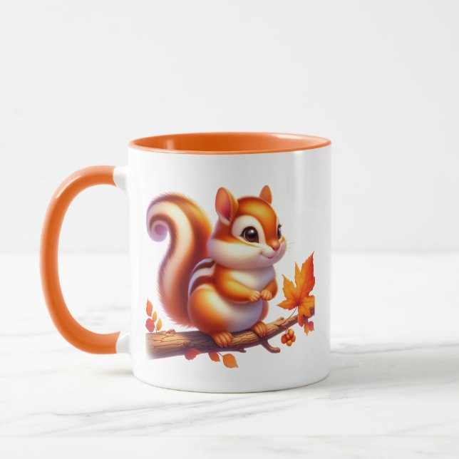 Cute Fall Seasonal squirrel add monogram Mug (Left)