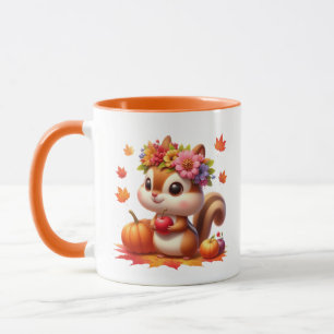 Cute Fall Seasonal squirrel add monogram Mug
