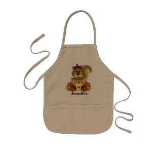 Cute Fall Seasonal squirrel add name apron