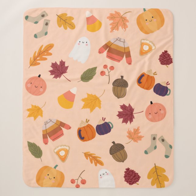 Cute Fall Sherpa Blanket (Front)