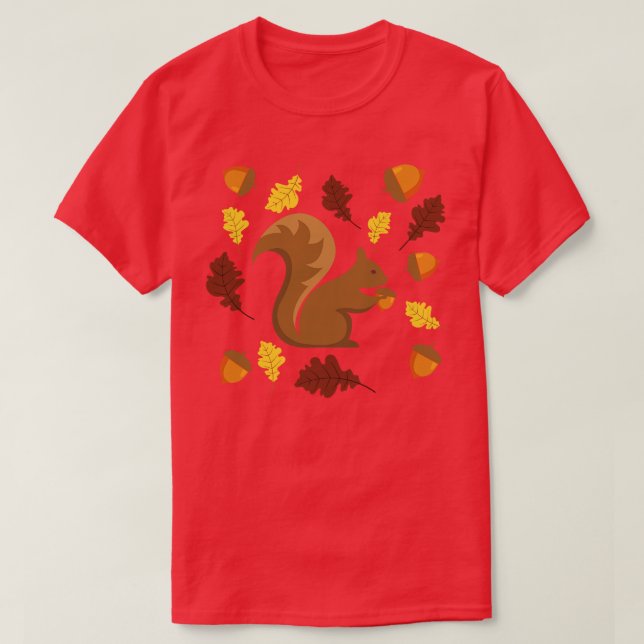 Cute Fall Squirrel T-Shirt (Design Front)