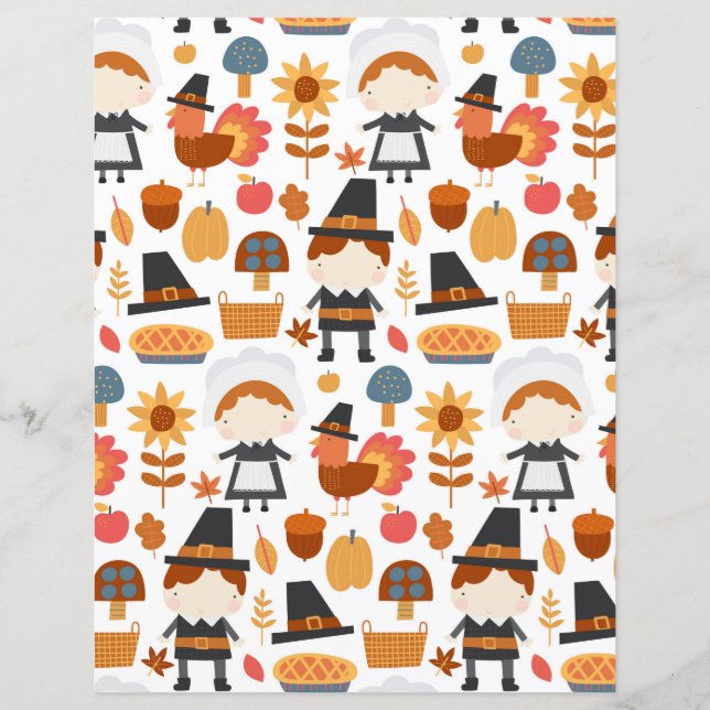 Cute Fall Thankful Scrapbook Paper (Front)