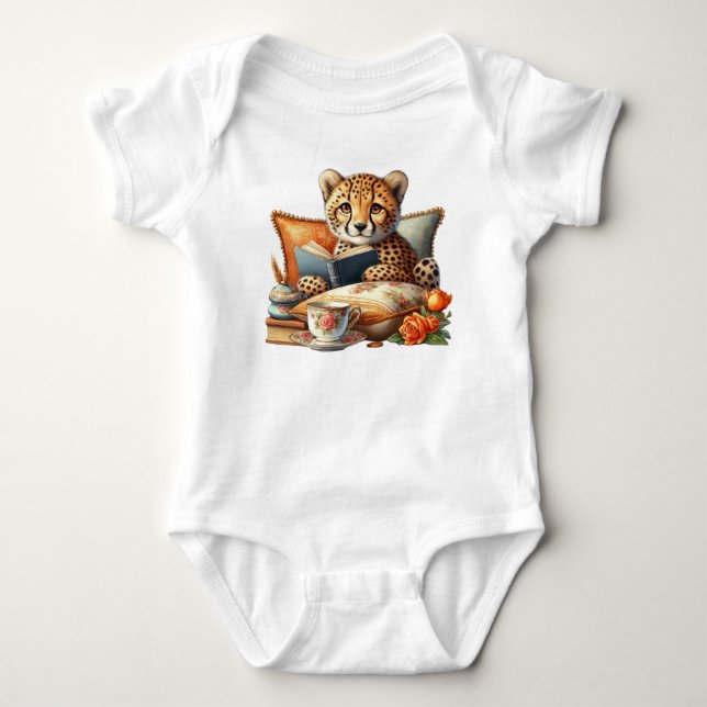 CUTE FALL THEMED BABY CHEETAH CAT BODYSUIT (Front)