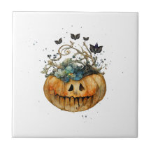 Cute Fall Watercolor Halloween Pumpkin Coaster