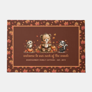 Cute Fall Woodland Animals Autumn Personalised Doormat