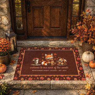 Cute Fall Woodland Animals Personalised Autumn Doormat