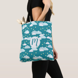Cute Falling Stars & Clouds Pattern Tote Bag