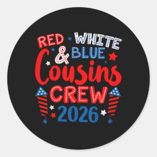 Cute Family 4th Of July Red White And Blue Cousins Classic Round Sticker
