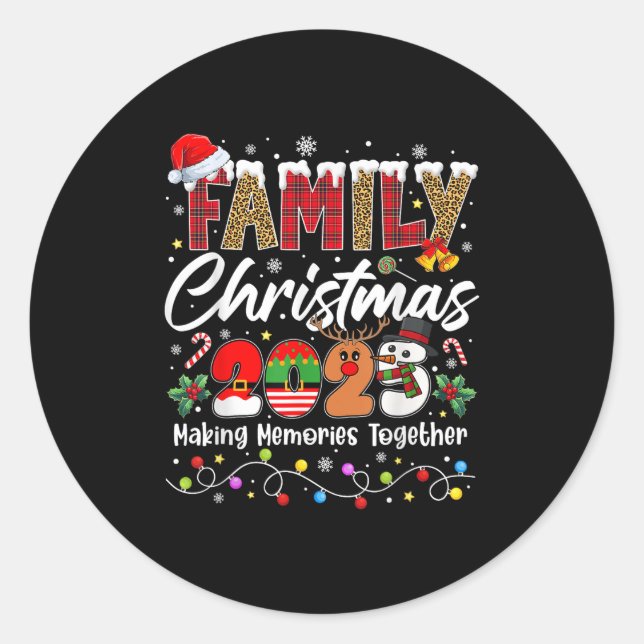 Cute Family Christmas 2025 Matching Outfit Xmas Sq Classic Round Sticker (Front)
